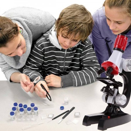 Kids Education Microscope Kit Science Lab LED 100-1200X