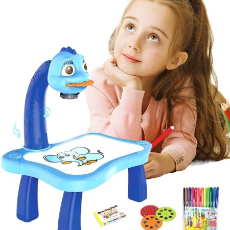 Big Size With Free Gift Baby Projection Drawing Painting Table Toy-Blue