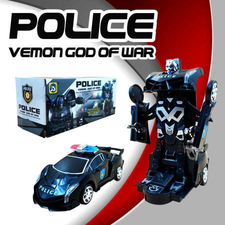 Generic Police Transform Robot Car Toy - Black