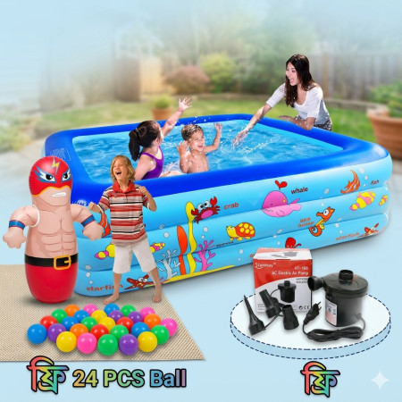 150cm (5ft) Baby Swimming Pool With Free air Pumper & Boxing toy & 24 pcs ball