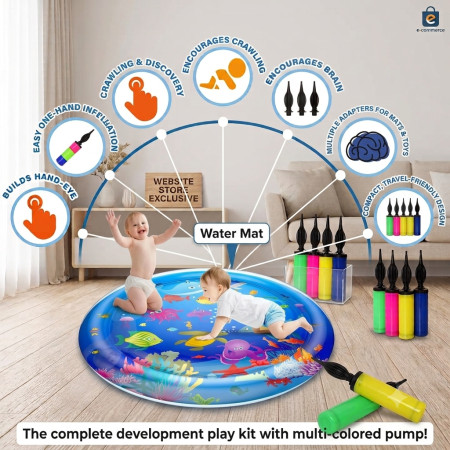 China 100cm Extra Large Inflatable Baby Water Mat with pumper